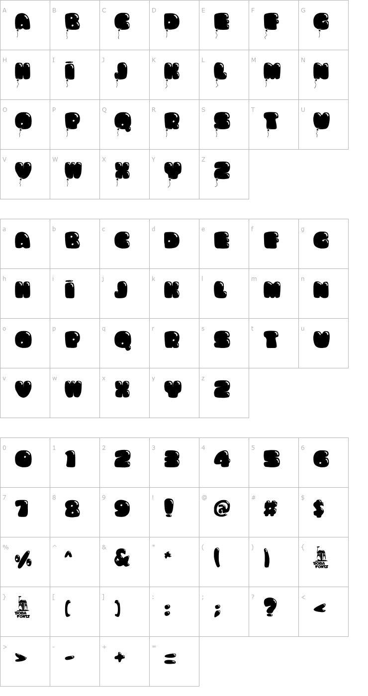 Character Map Bumbazoid Font