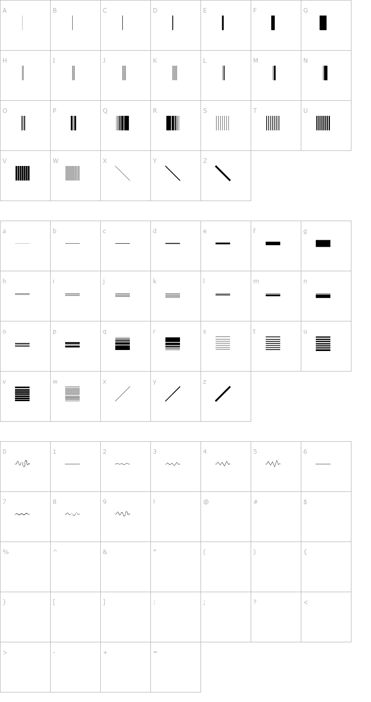 Character Map BunchOLines Font