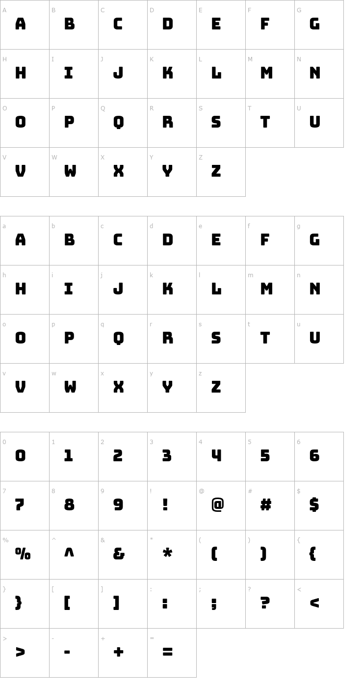 Character Map Bungee Font