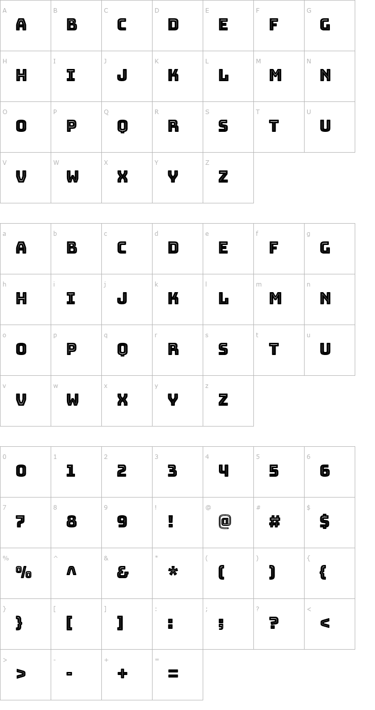 Character Map Bungee Inline Font