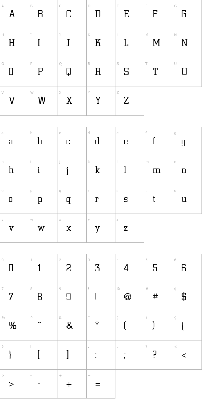 Character Map Bureau Normal Font