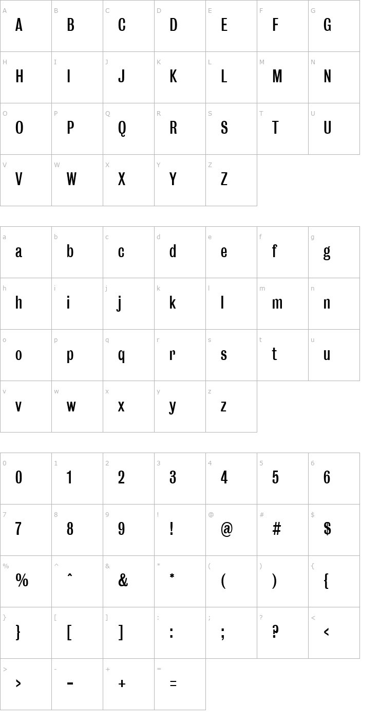 Character Map Bureau Regular Font