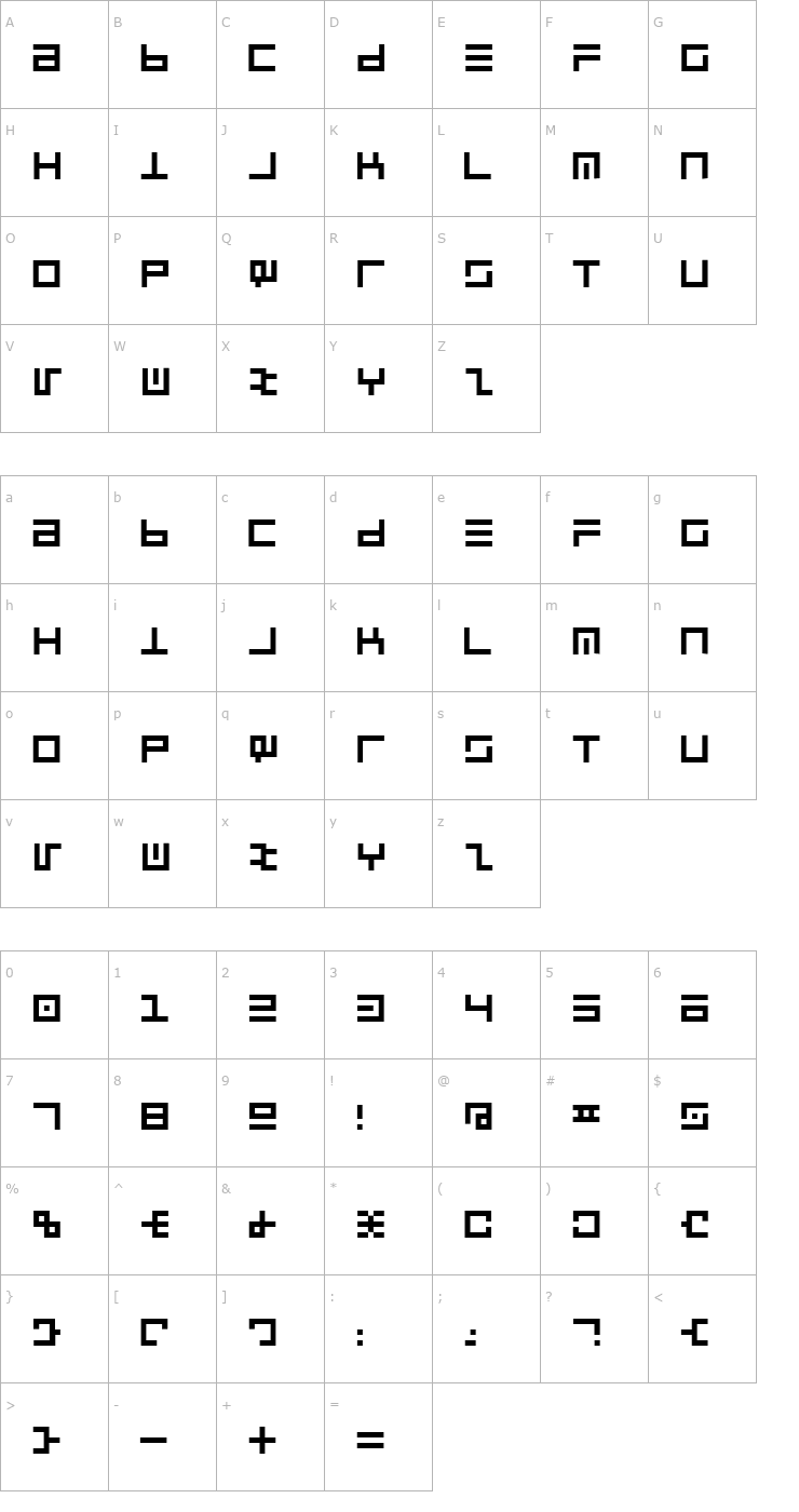 Character Map BureaucratCapsSSK Regular Font