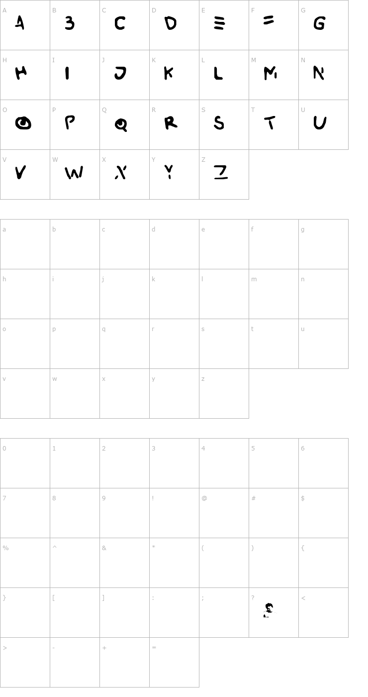 Character Map Buried Font