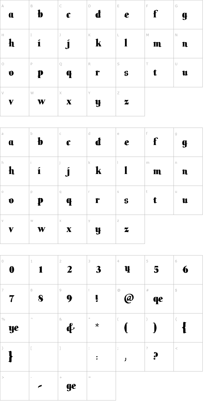 Character Map Butteler Font