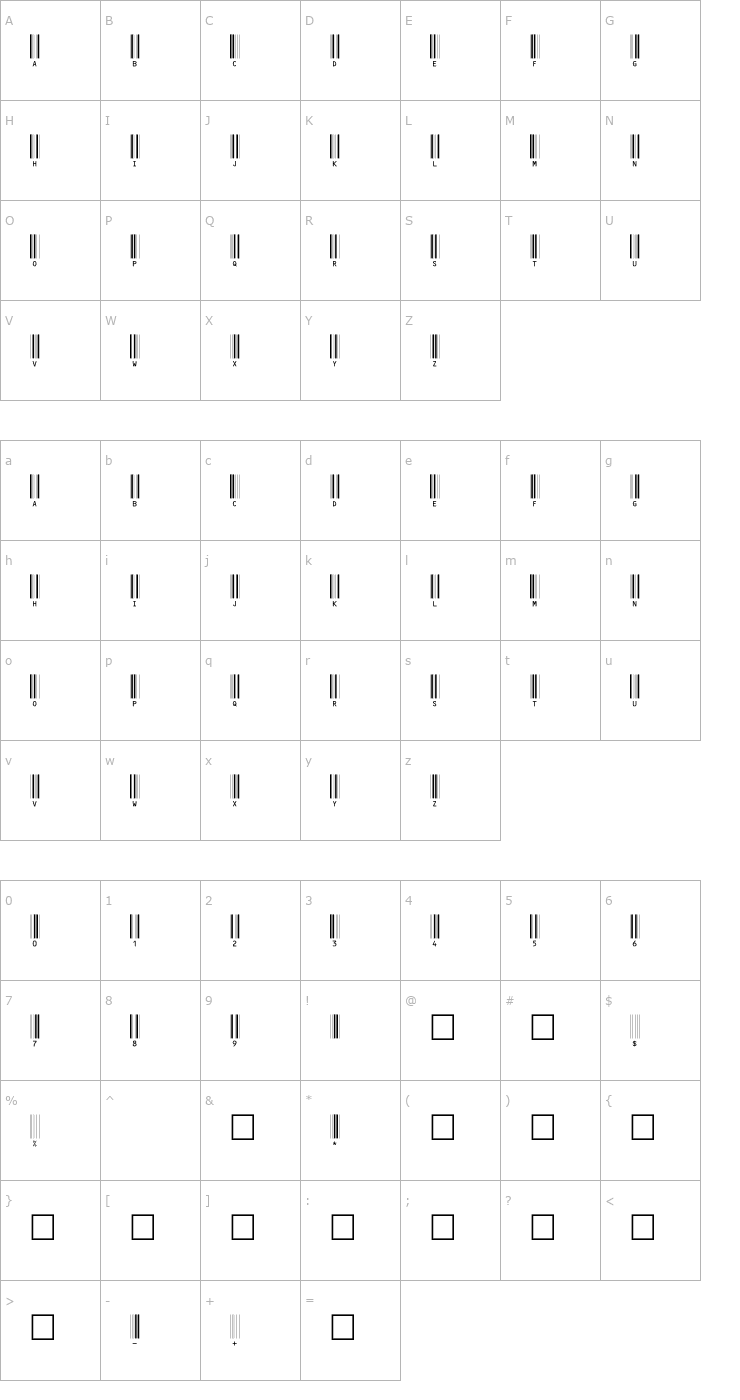 Character Map c39hrp24dhtt Font