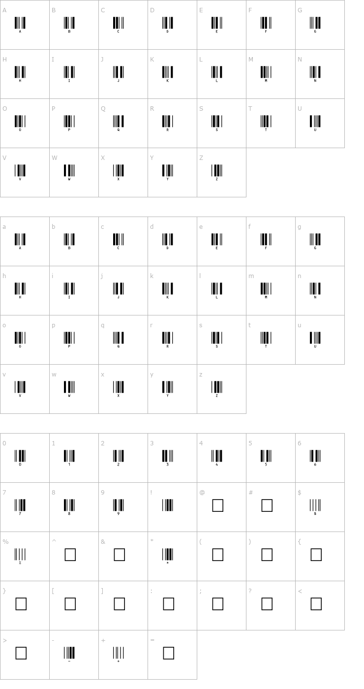 Character Map c39hrp24dltt Font