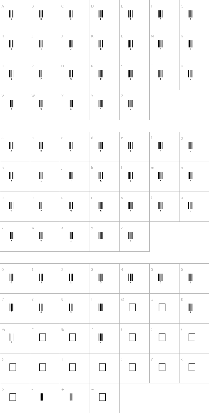 Character Map c39hrp36dltt Font