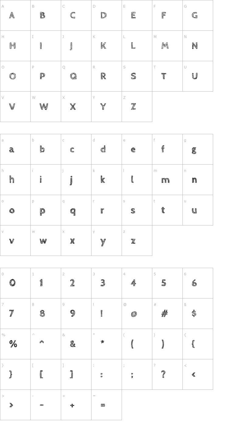 Character Map Cabin Sketch Bold Font