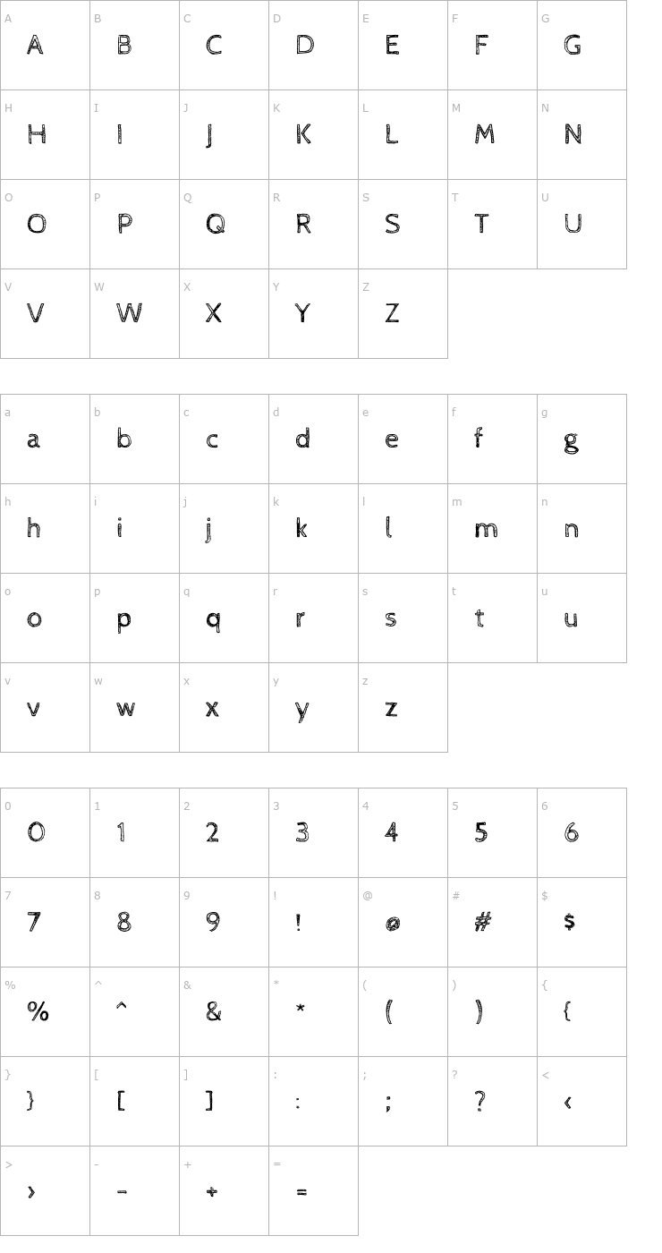 Character Map Cabin Sketch Font