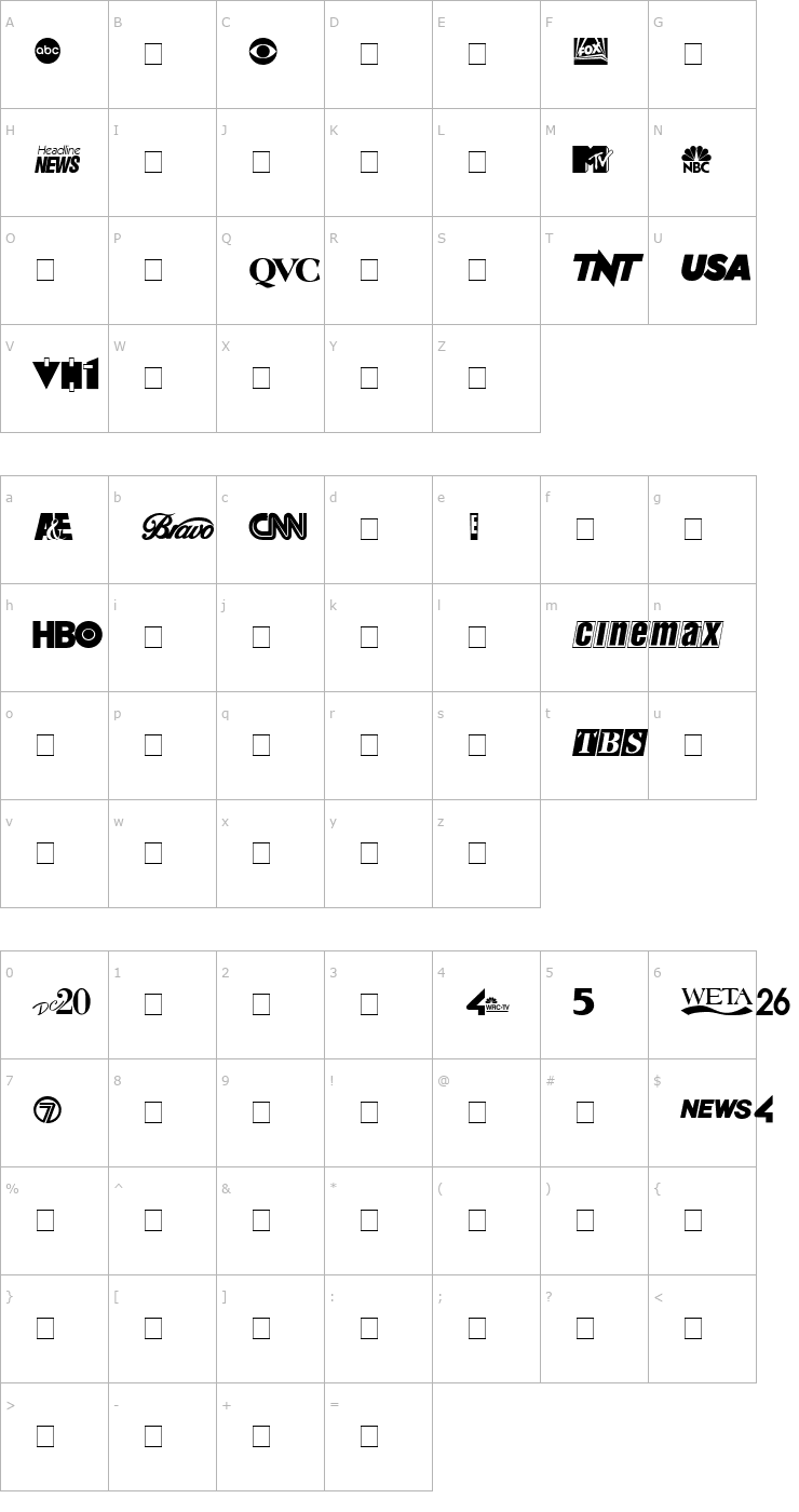 Character Map Cable Dingbats Font