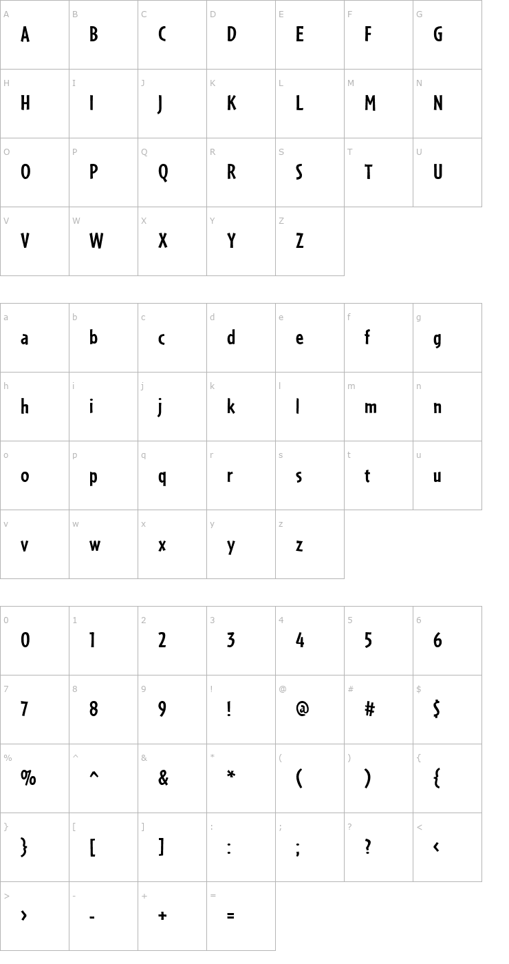 Character Map CafeteriaBold Font