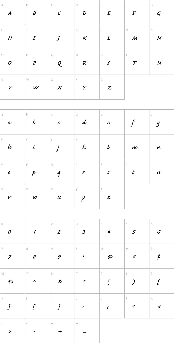 Character Map CaflischScriptPro-Semibold Font