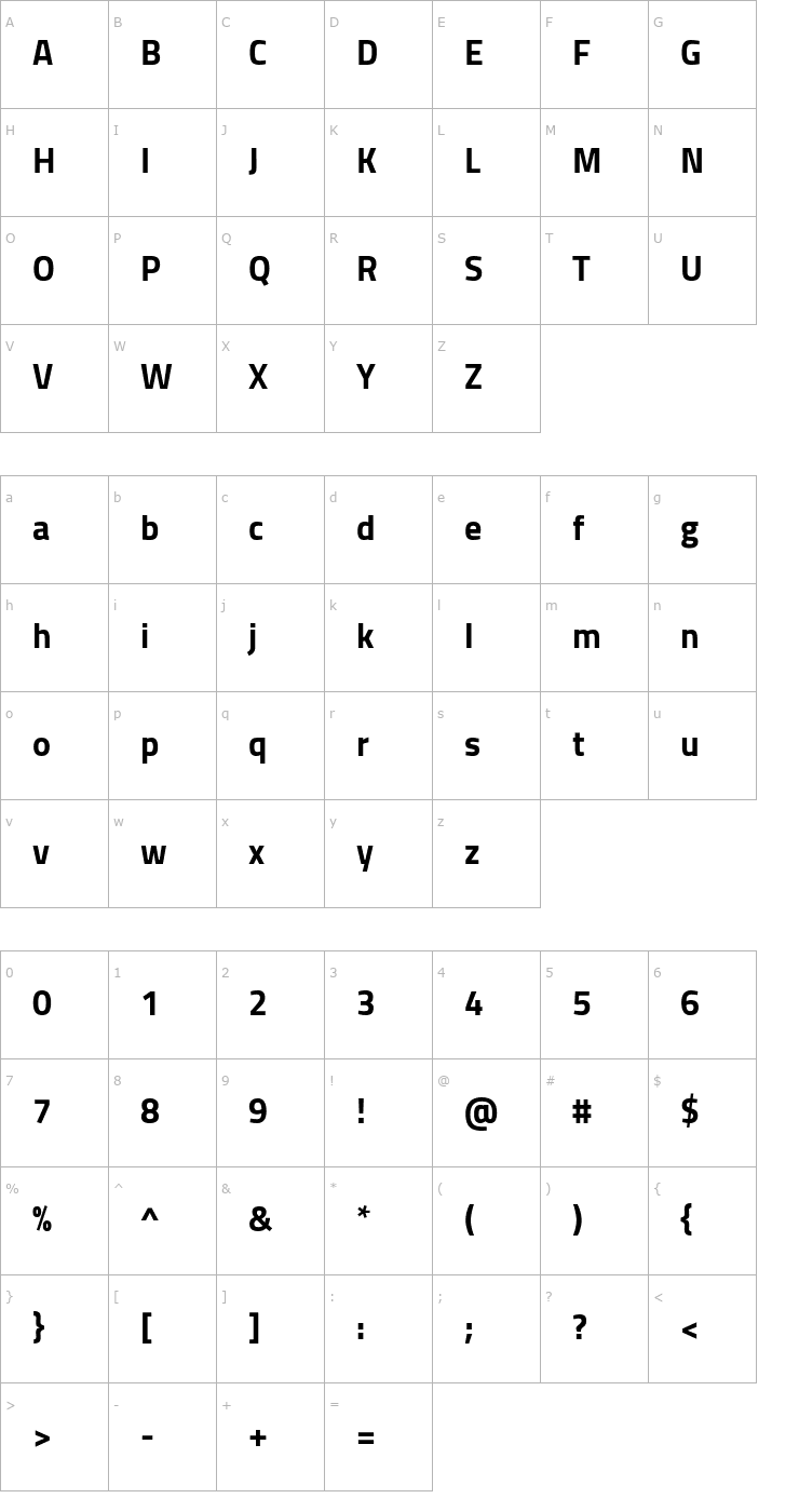 Character Map Cairo Bold Font