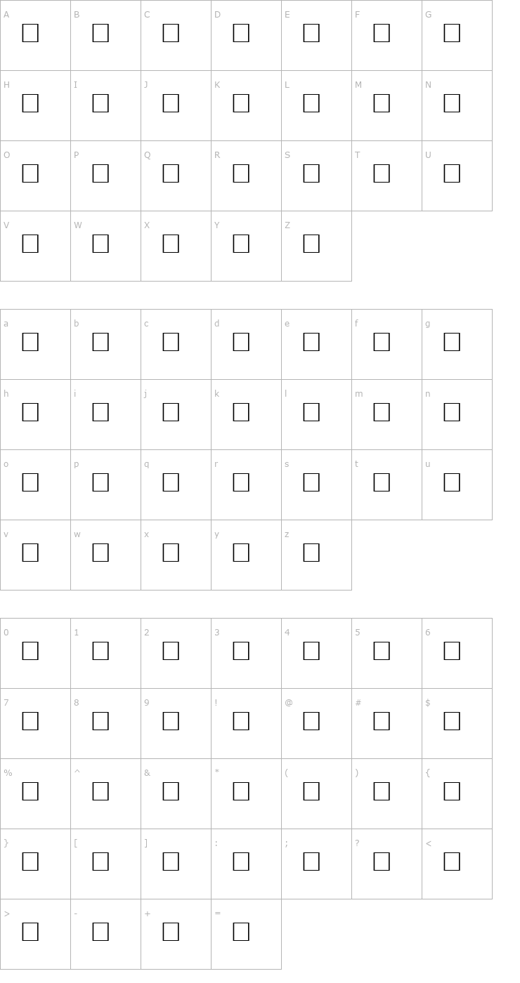 Character Map CALEDONIA Regular Font