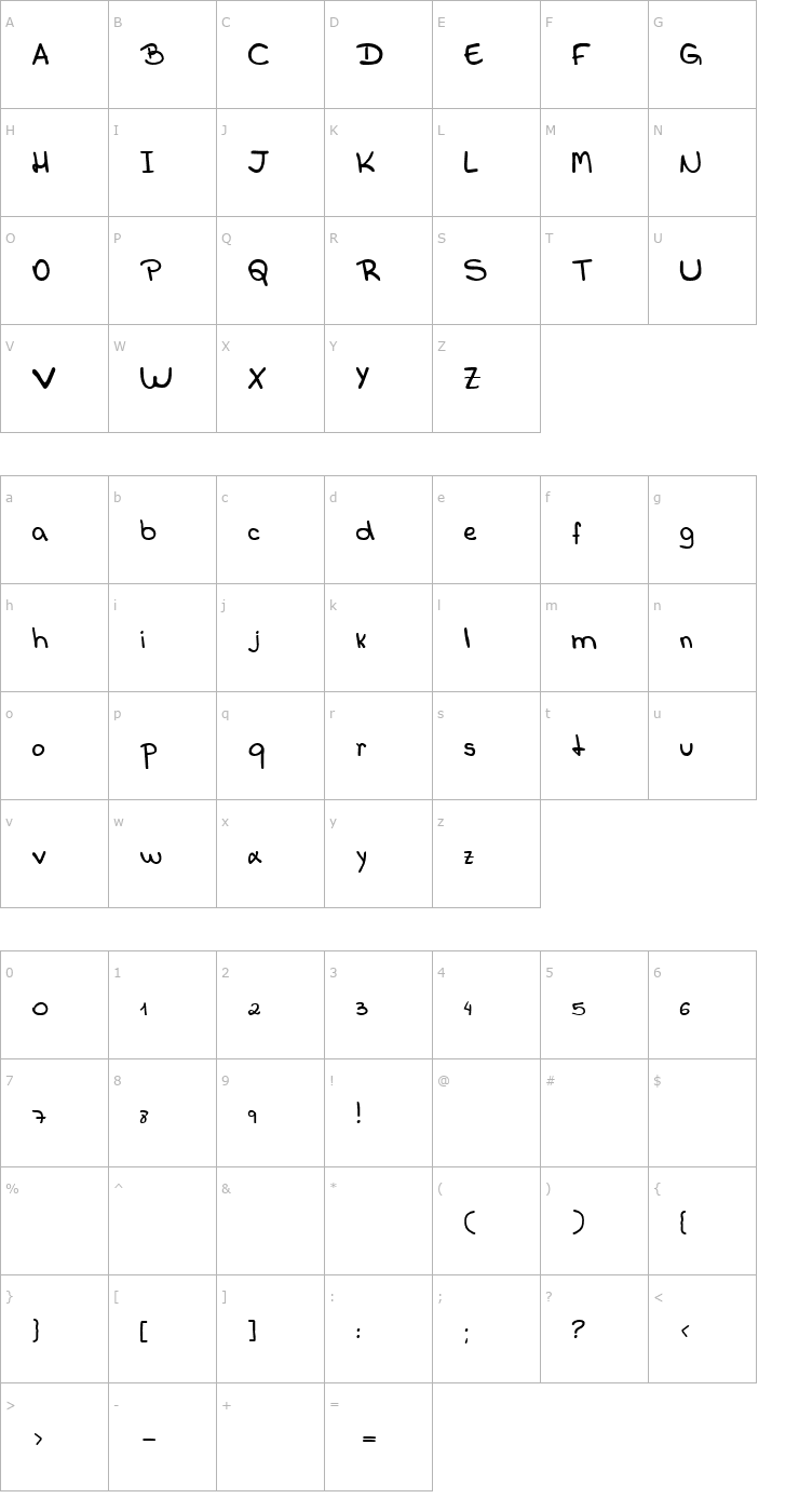 Character Map Callani Font