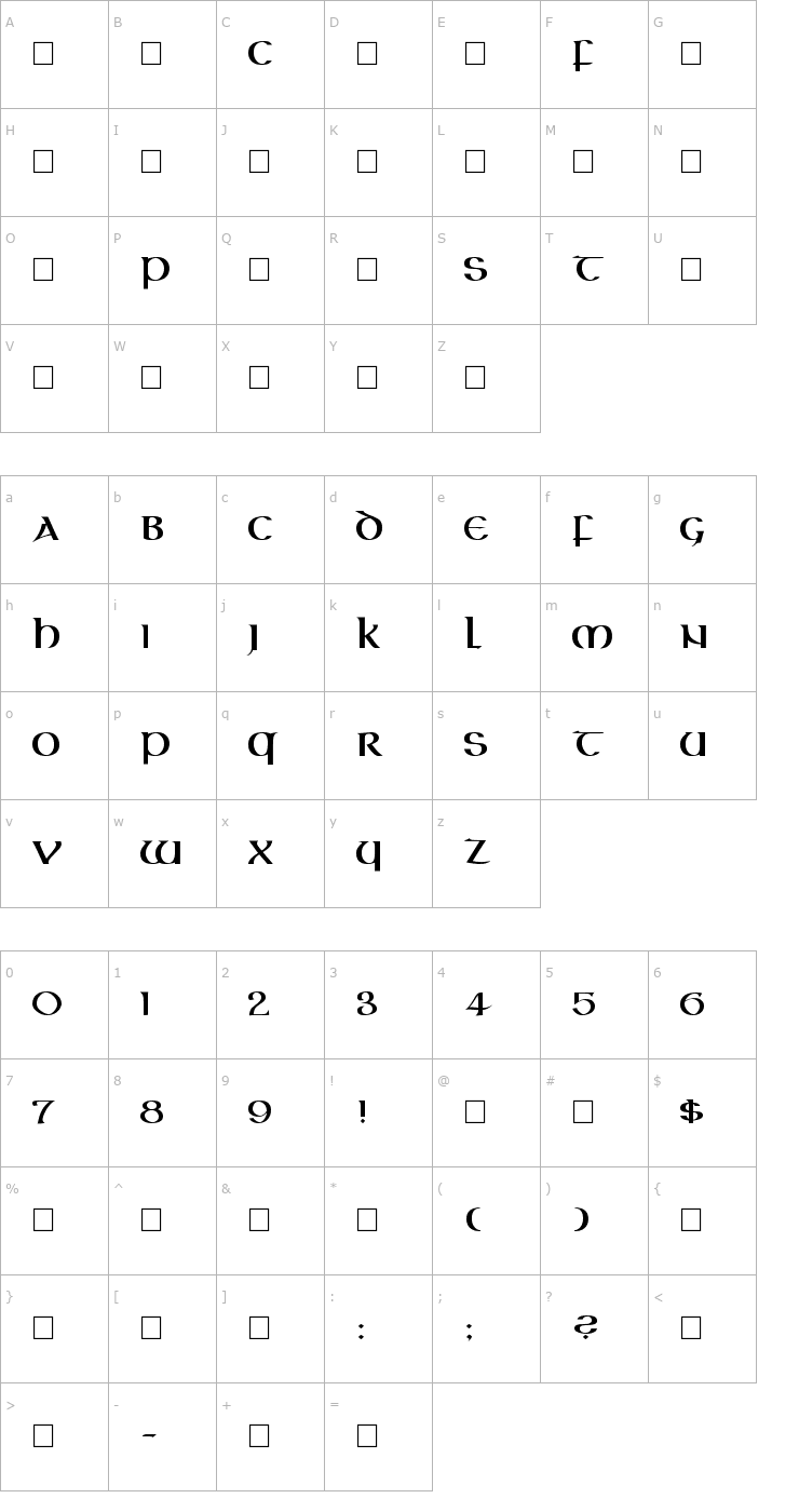 Character Map CallifontsF56TrueType Regular Font