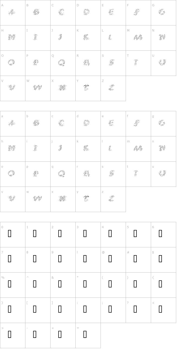 Character Map CalliPsoGrafia Italic Font