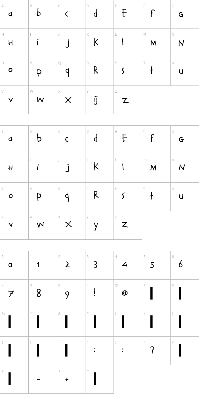 Character Map Calvin and Hobbes Normal Font