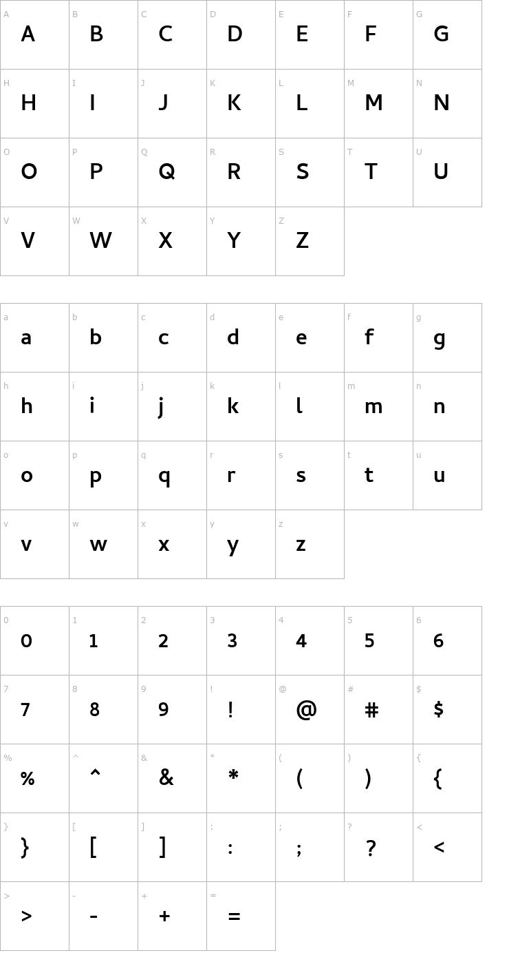 Character Map Cambay Bold Font