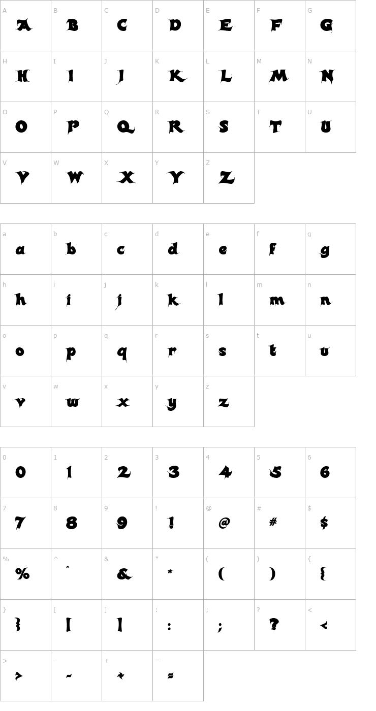 Character Map Candles Regular Font