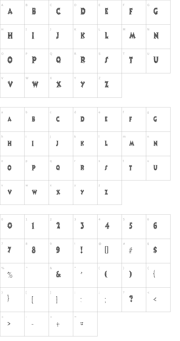 Character Map CandyStripeCondensed Font