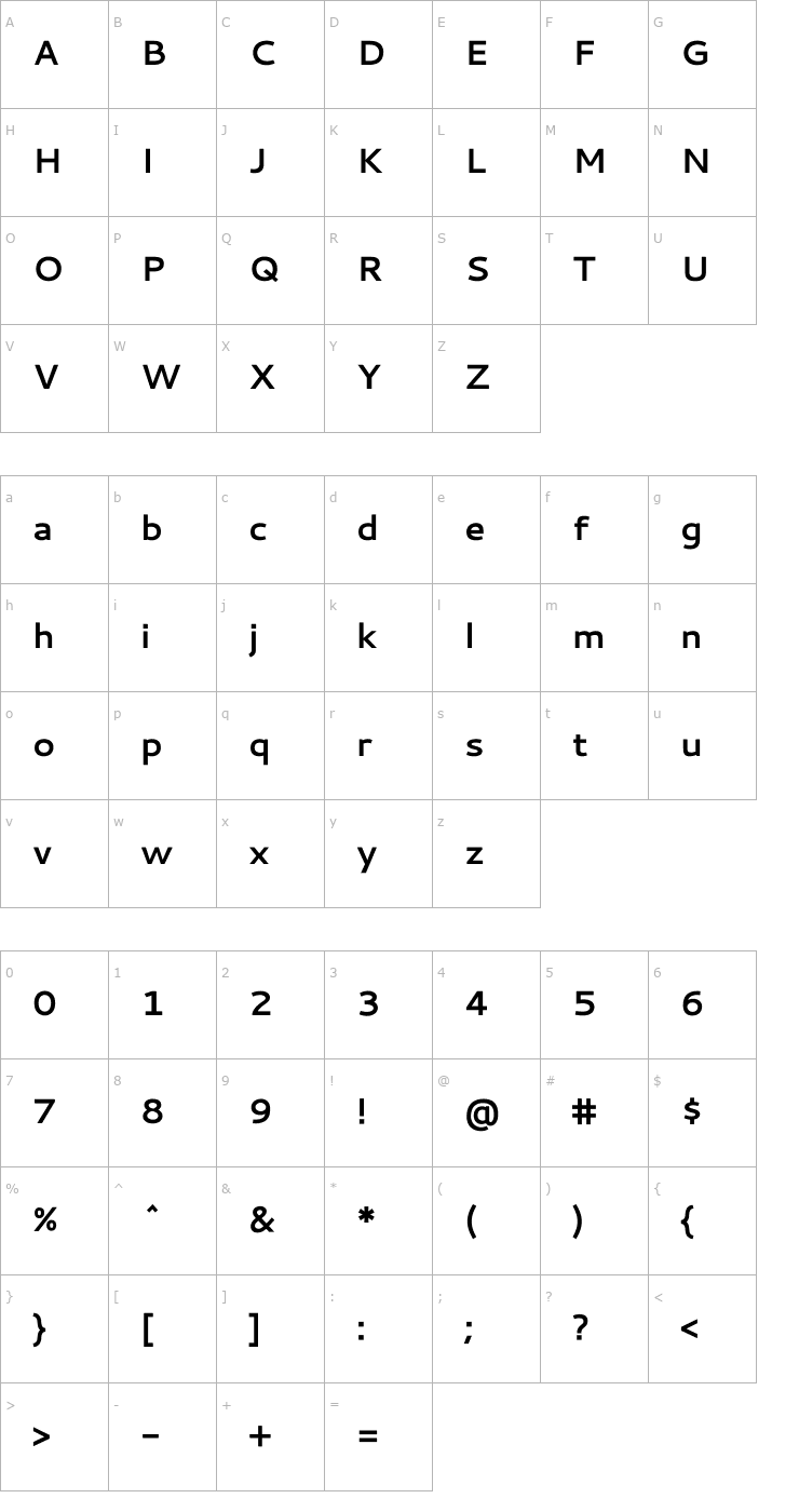 Character Map Cantarell Bold Font