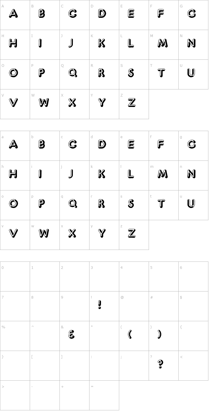 Character Map Captain Shiner Font