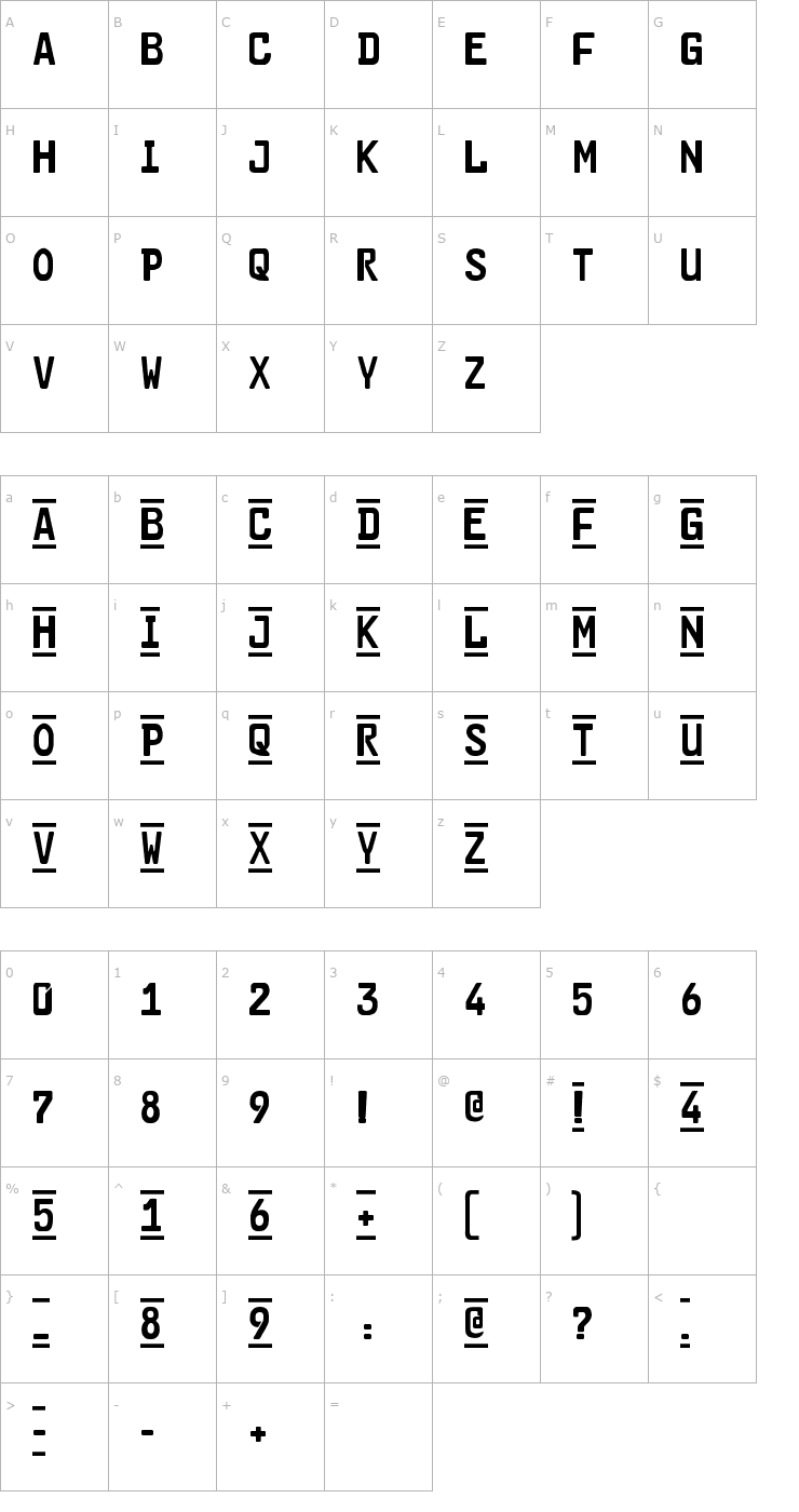 Character Map CAR-GO 2 Font