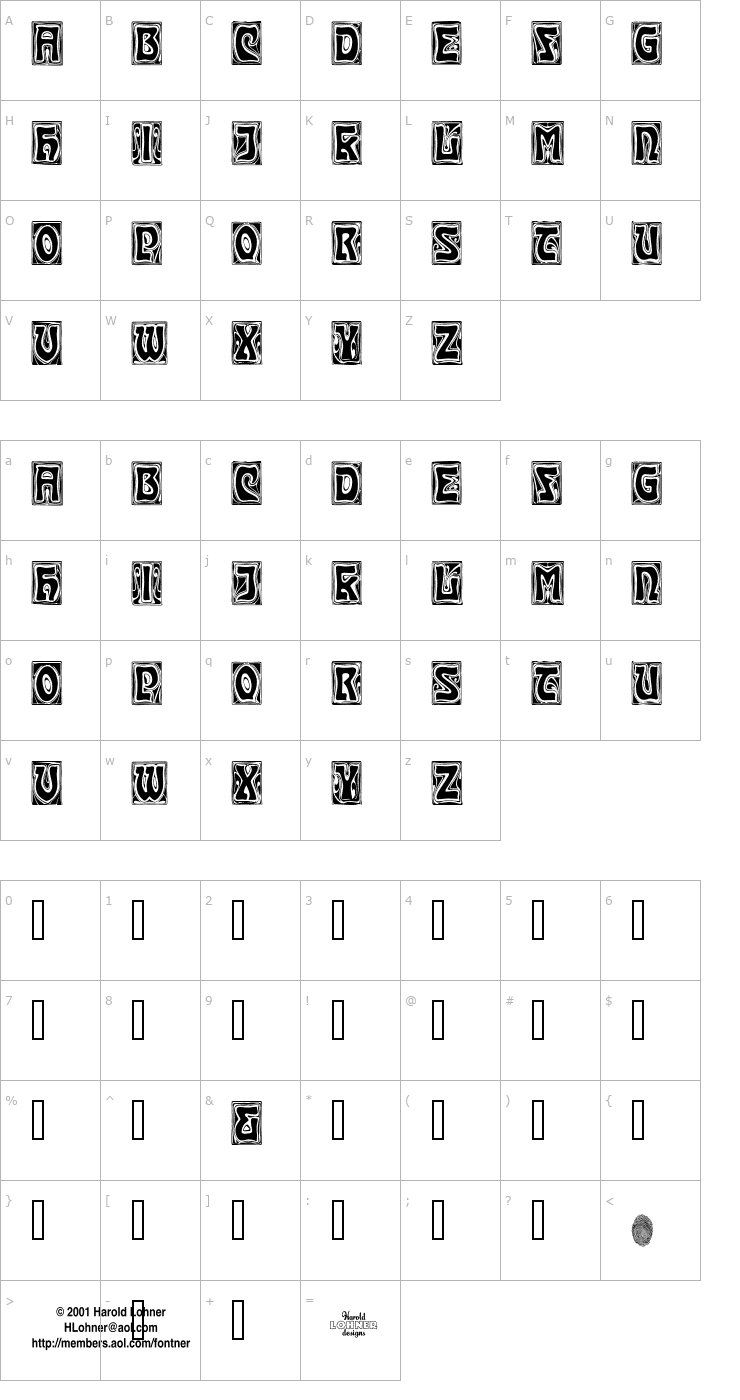 Character Map Carmen Caps Font