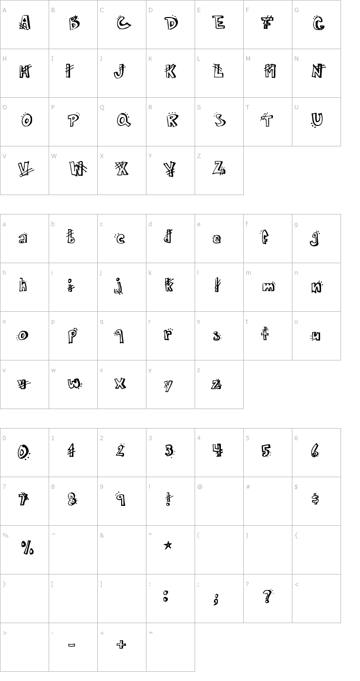 Character Map Carmen Font