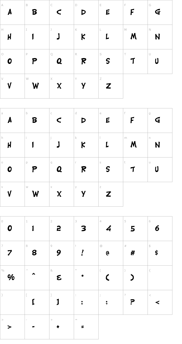 Character Map CarrickGroovy Font