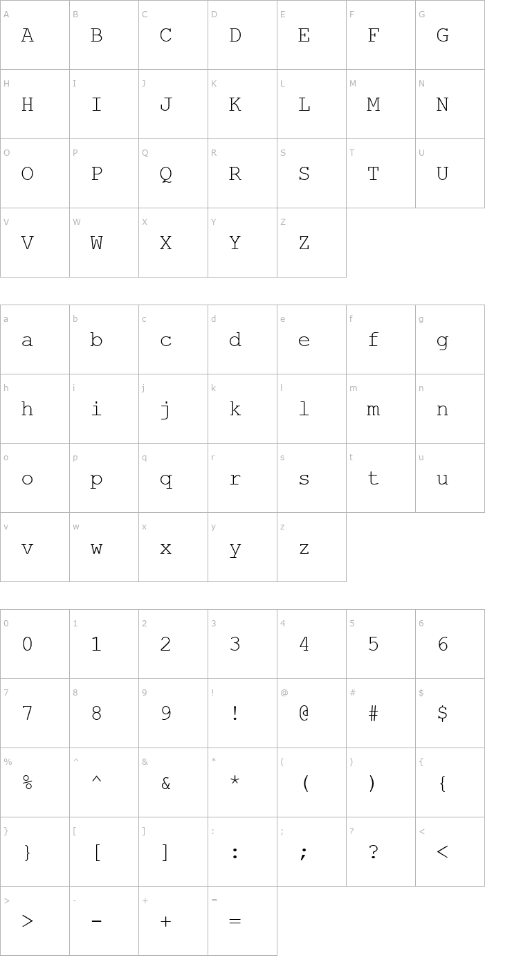 Character Map Carrier Font