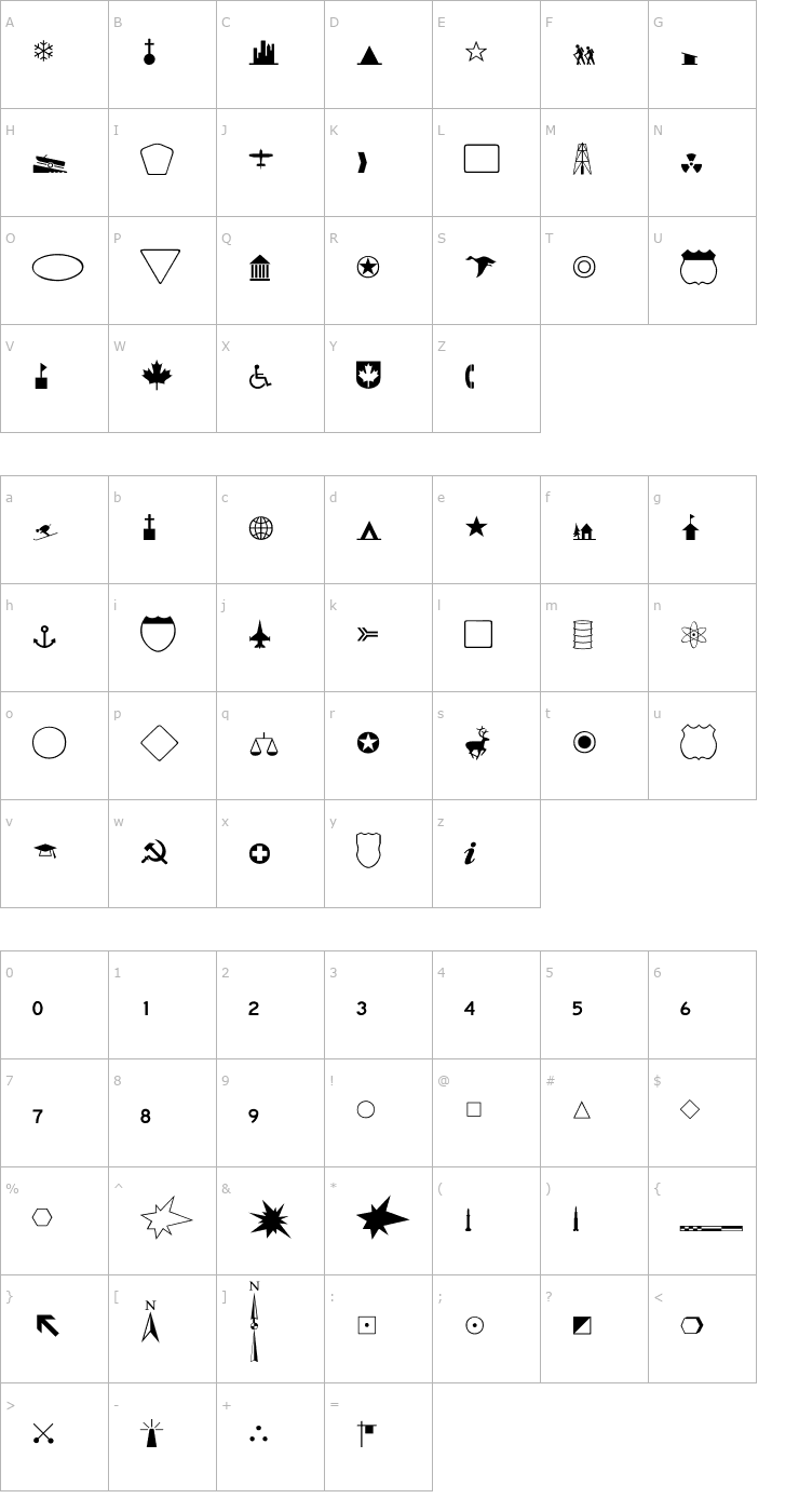 Character Map Cartographer Font