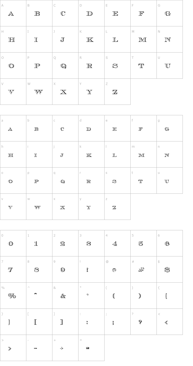 Character Map Cash Outline Font