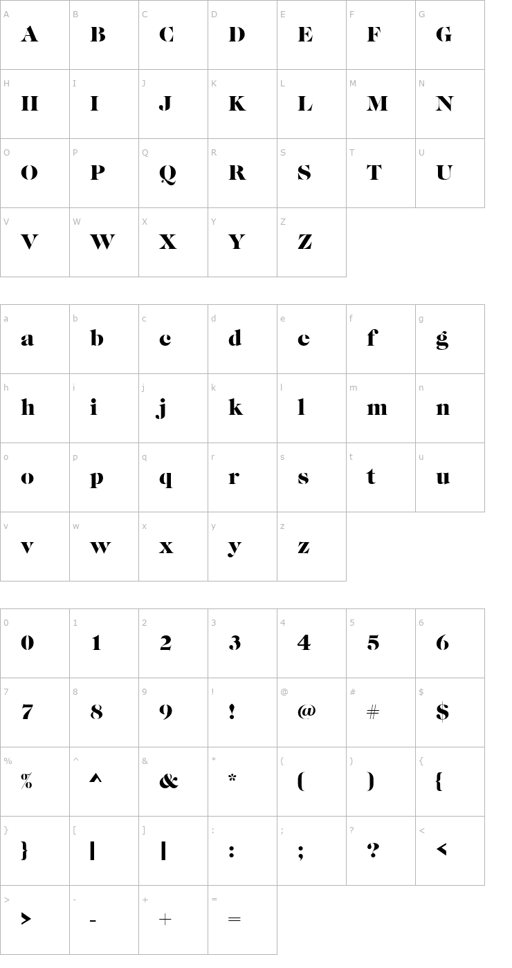 Character Map Caslon_Becker_Graphique Font