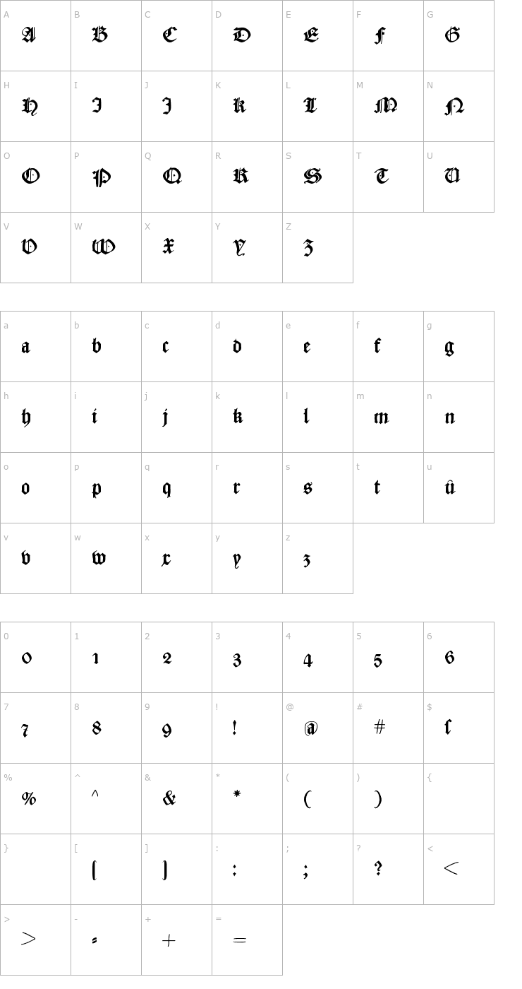 Character Map Caslonish Fraxx Font