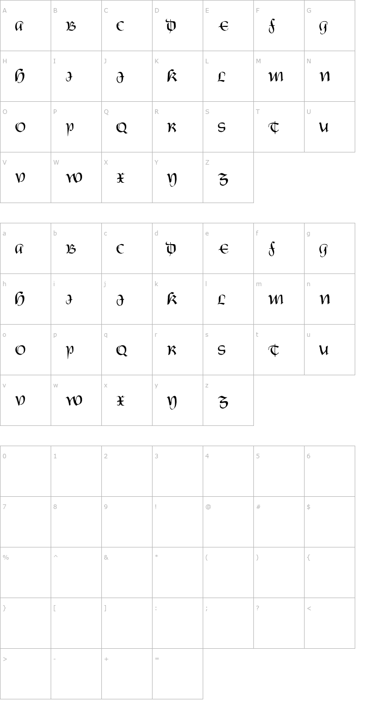 Character Map Castiglione Regular Font