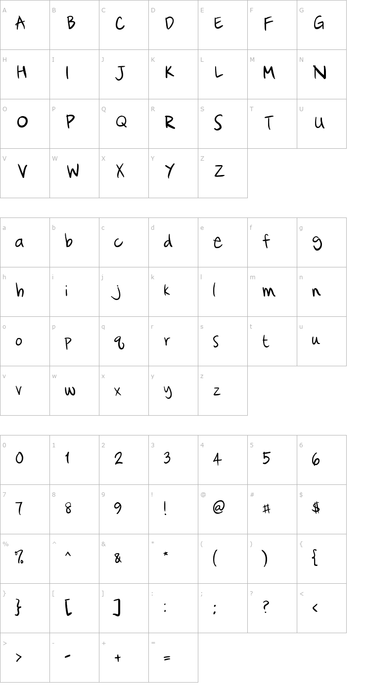 Character Map Cataclysmic Font