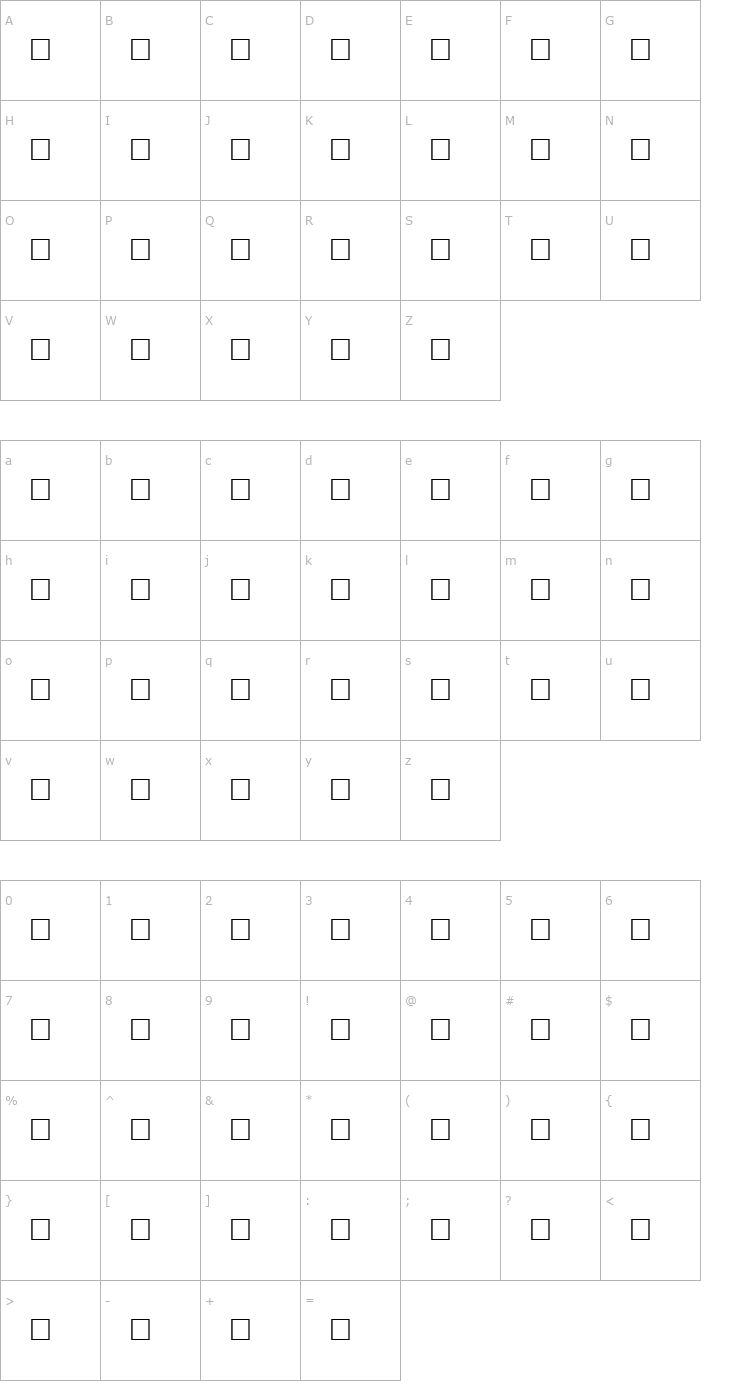 Character Map CATERPILLAR Regular Font