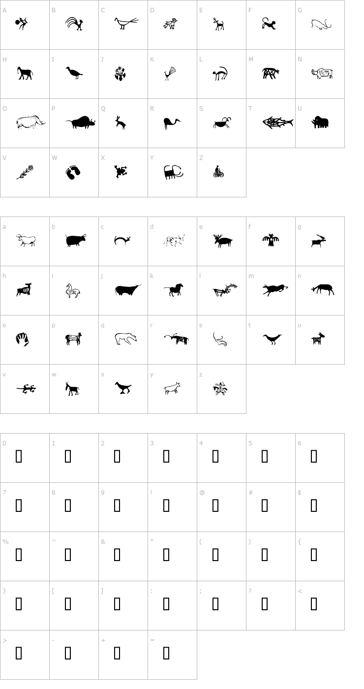 Character Map Cave Paintings One Font