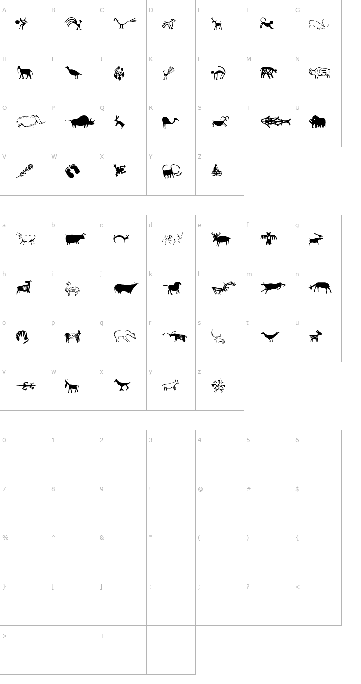 Character Map Cave Writings Font