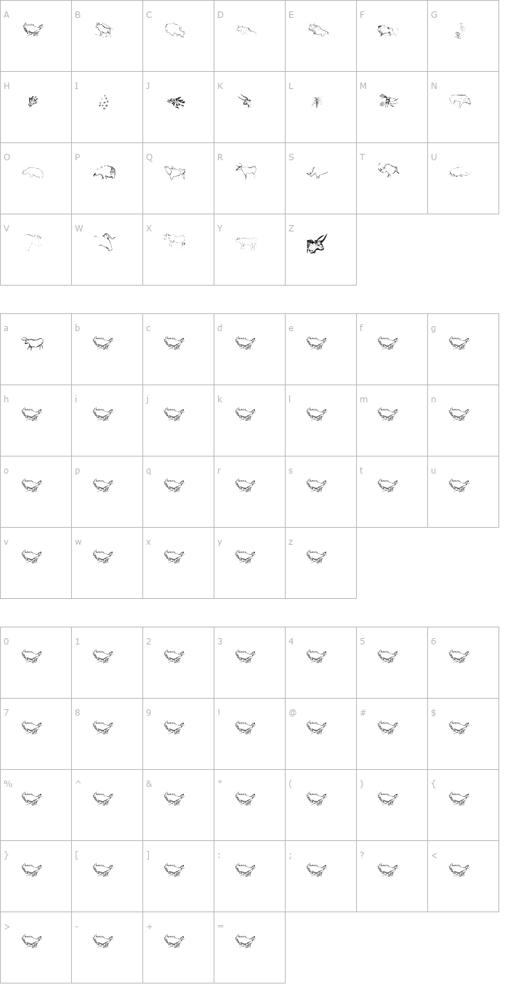 Character Map CaveArt Font