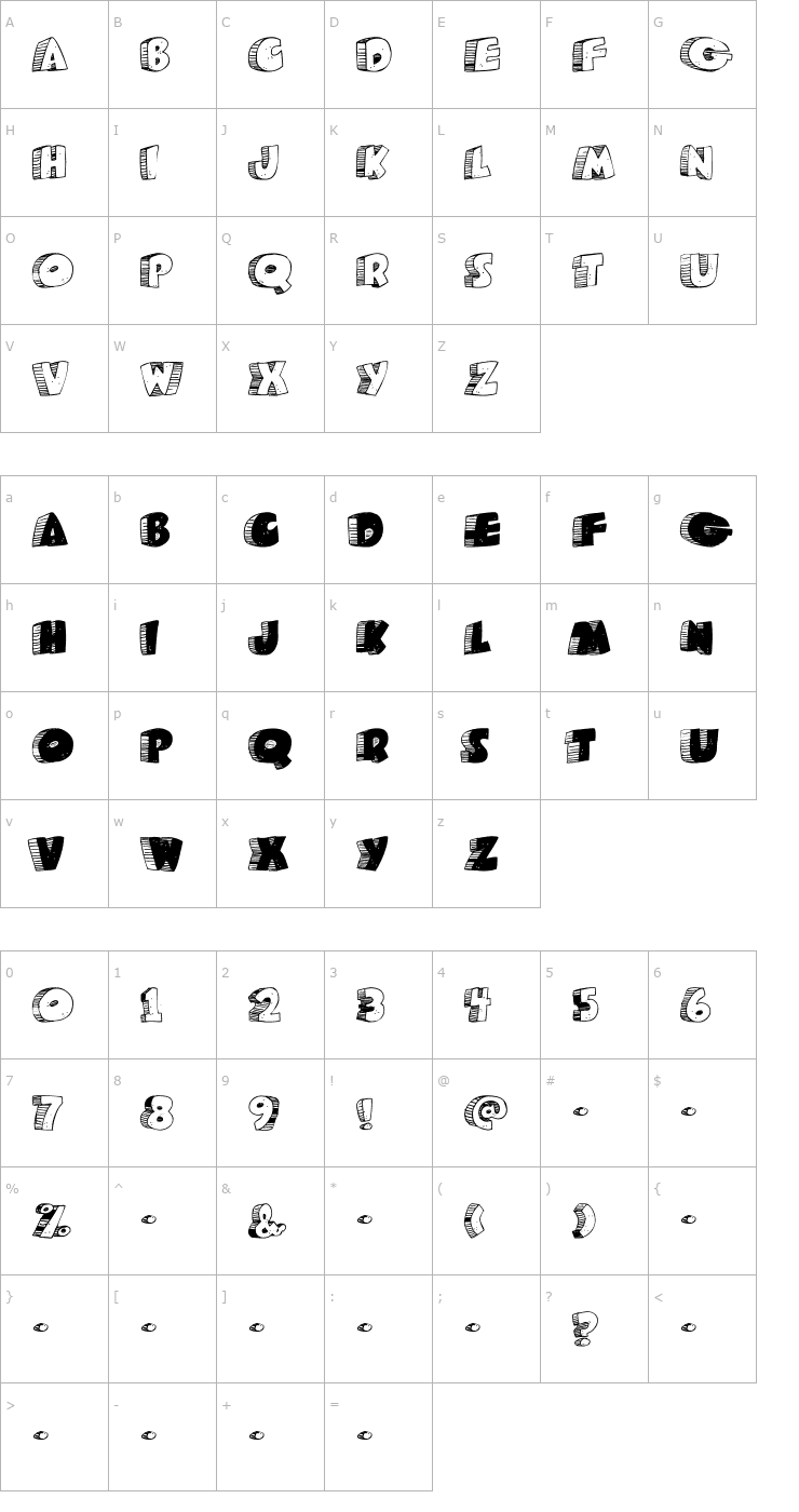 Character Map Caveman Font