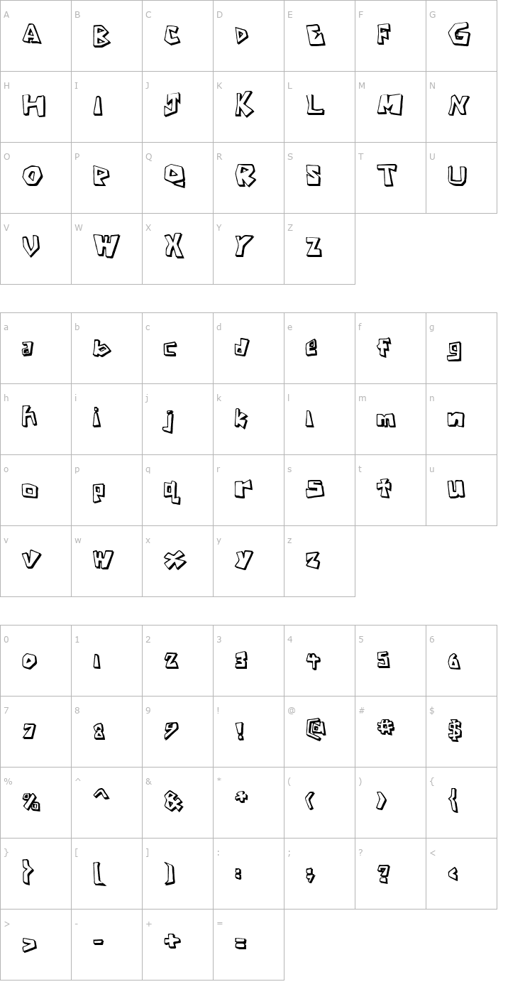 Character Map CavemanRegular Font