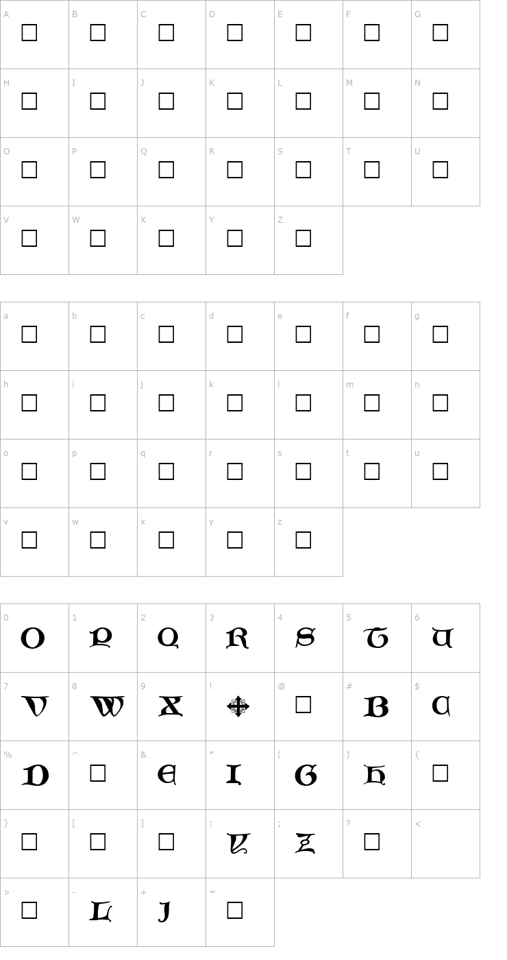 Character Map CaxtonInitials.fog Font