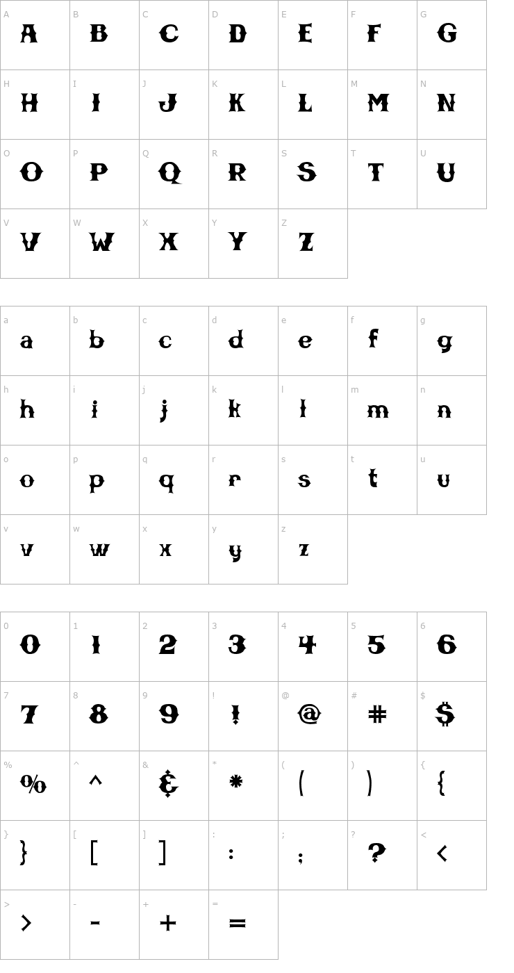 Character Map CBGBFontSolid Font