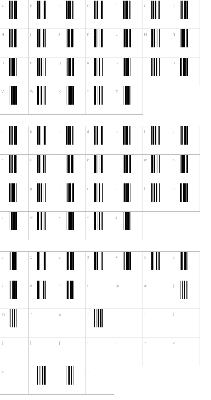 Character Map CCode39 Font