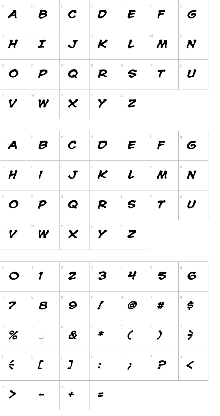 Character Map CCSpookytooth-Bold Italic Font