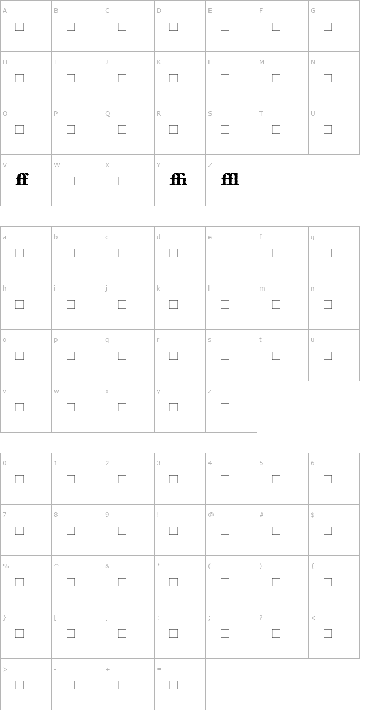 Character Map CelestiaAntiquaLigatures-Bold Font